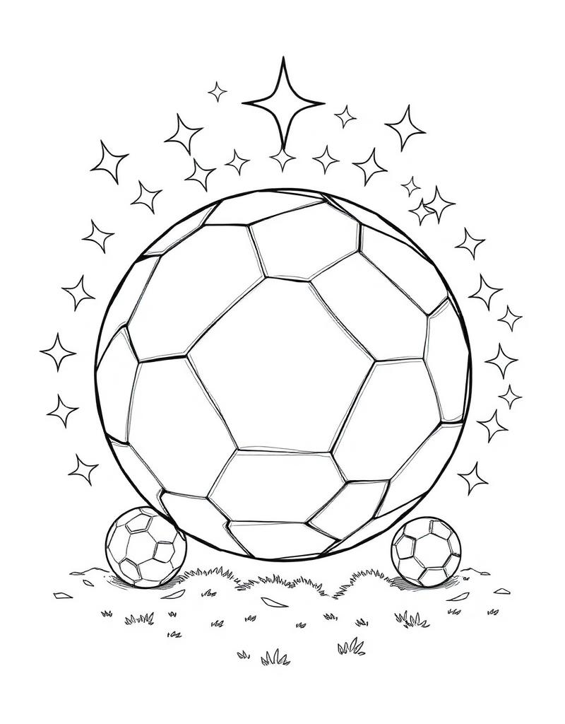 Lámina para colorear: balón de fútbol con estrellas